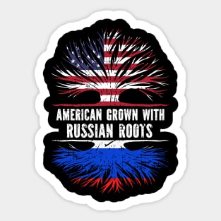 American Grown with Russian Roots USA Flag Sticker